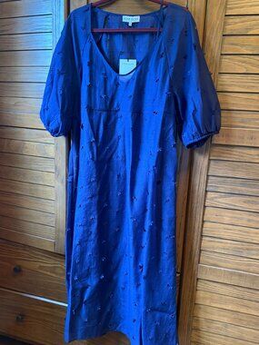 Stine Goya - Puff Sleeve Long Dress - Ditzy Floral Navy - NWT XXL